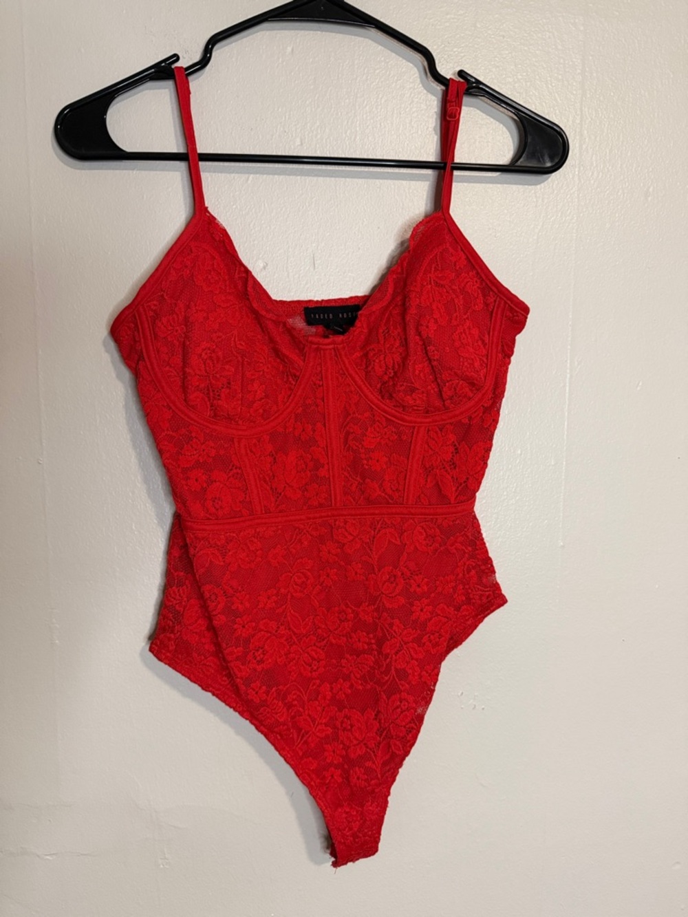 Red Lace Bodysuit with Underwire Support